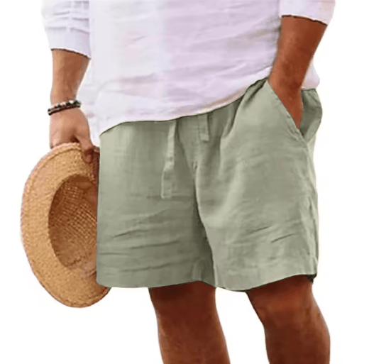 Mens Summer Linen Cotton Shorts Lightweight Breathable Gym and Beach Fitness Shorts