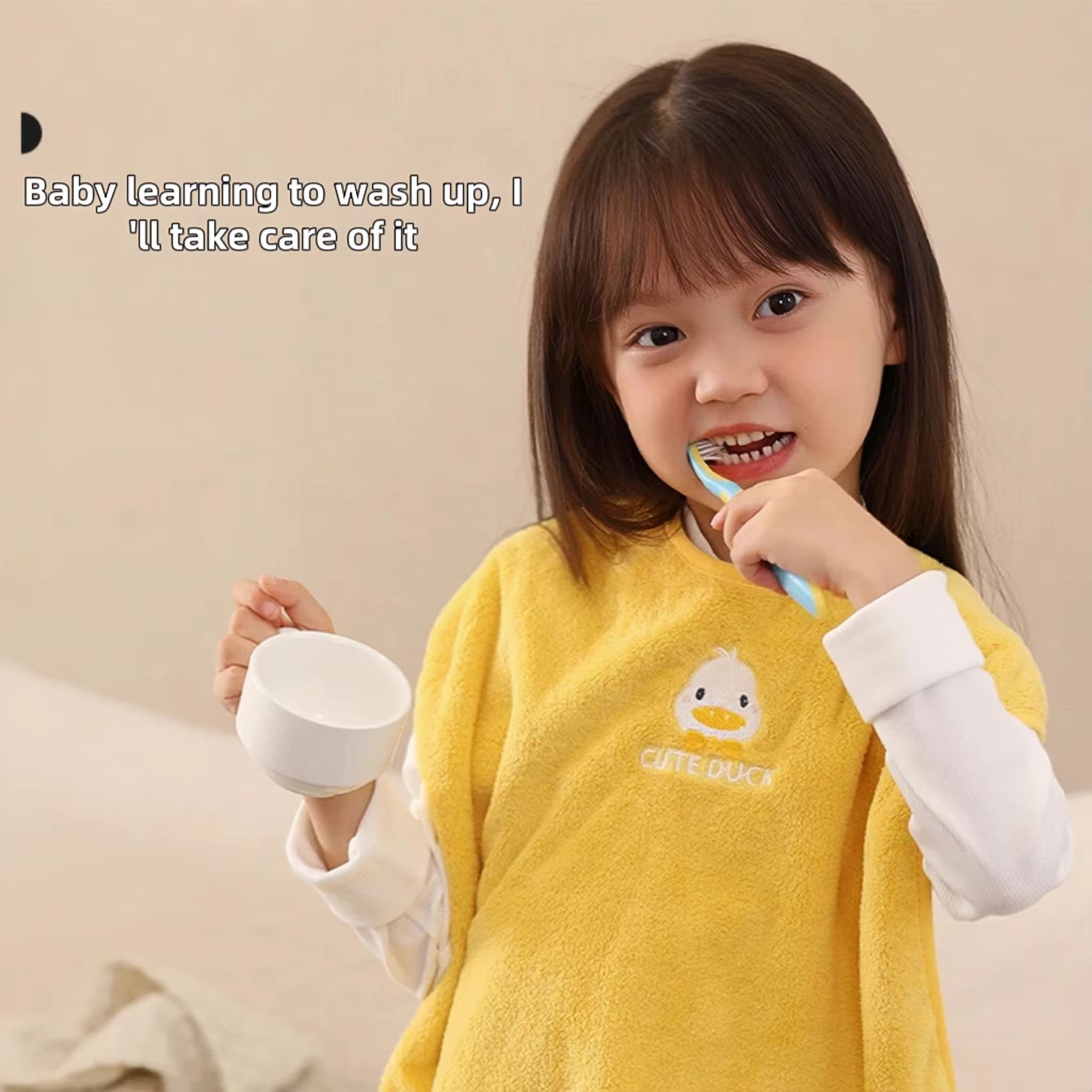 Kids Waterproof Towel Bib for Brushing Teeth and Face Washing Soft Skin Friendly Grooming Bib