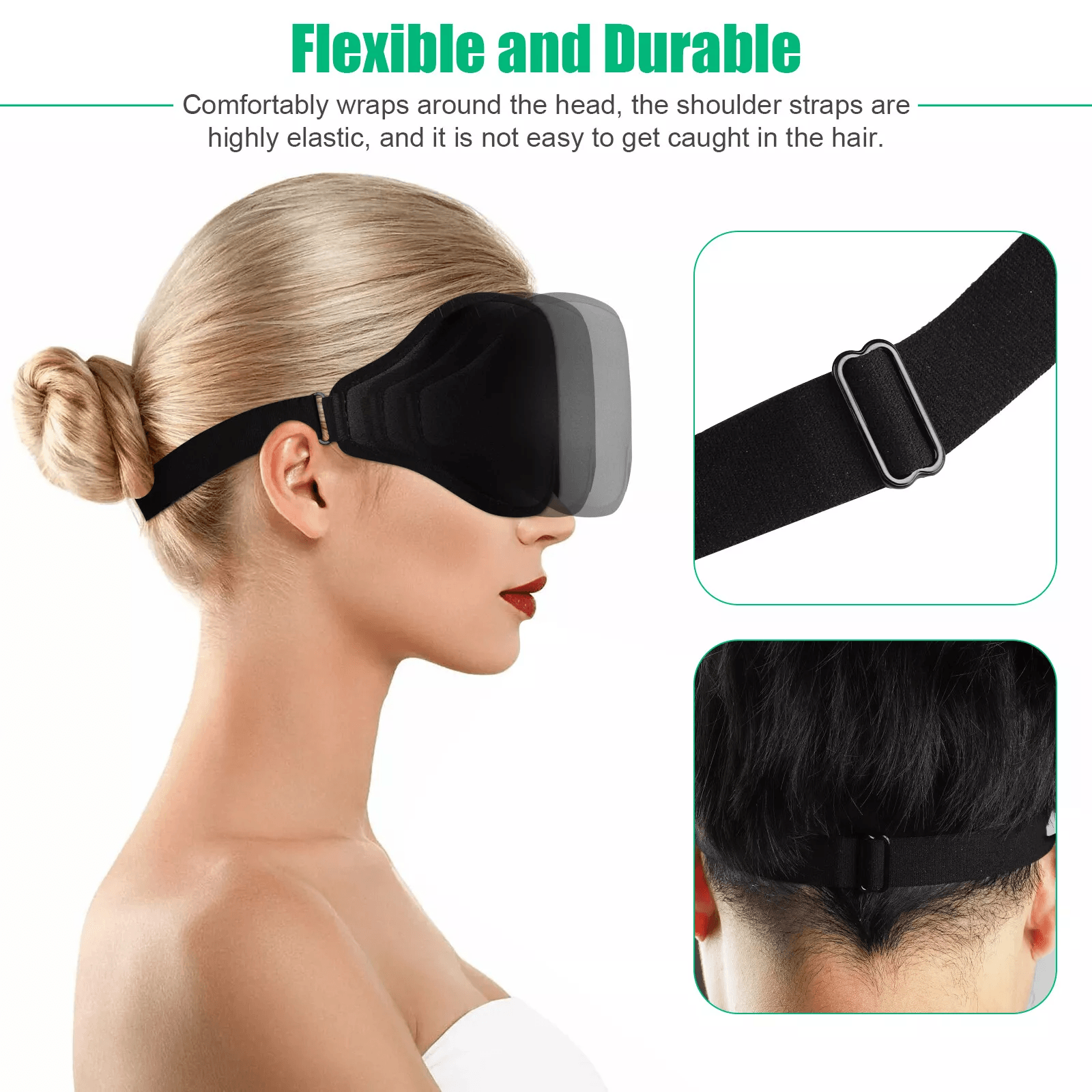 3D Travel Silk Eye Mask Sleeping, Soft Padded Shade Blindfold for Rest & Relaxation