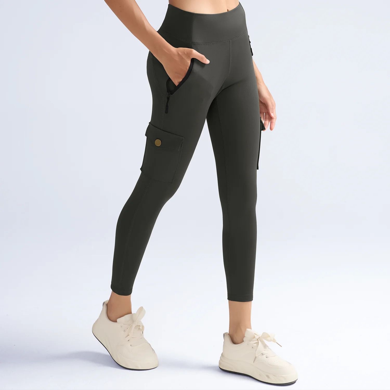 Womens Butt Lifting Leggings with Side Pocket and Washed Print Design
