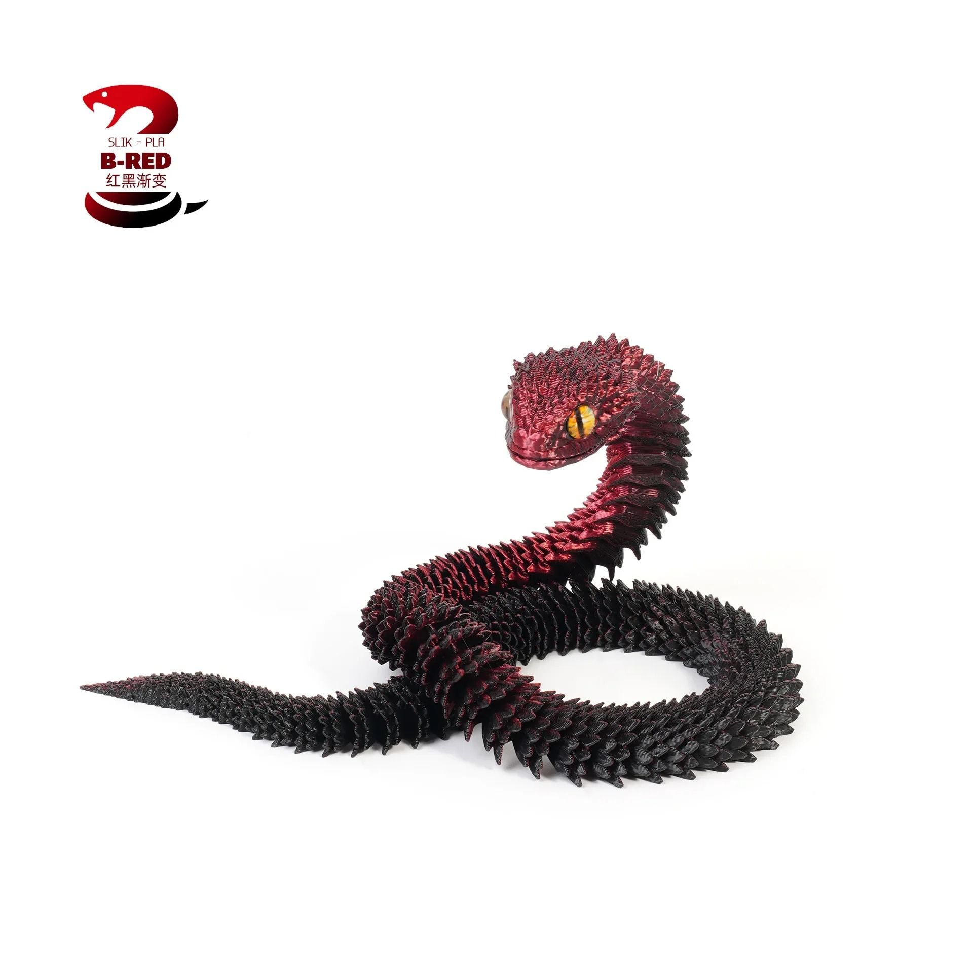 3D Printed Articulated Snake Figure Bush Viper Dragon Toy