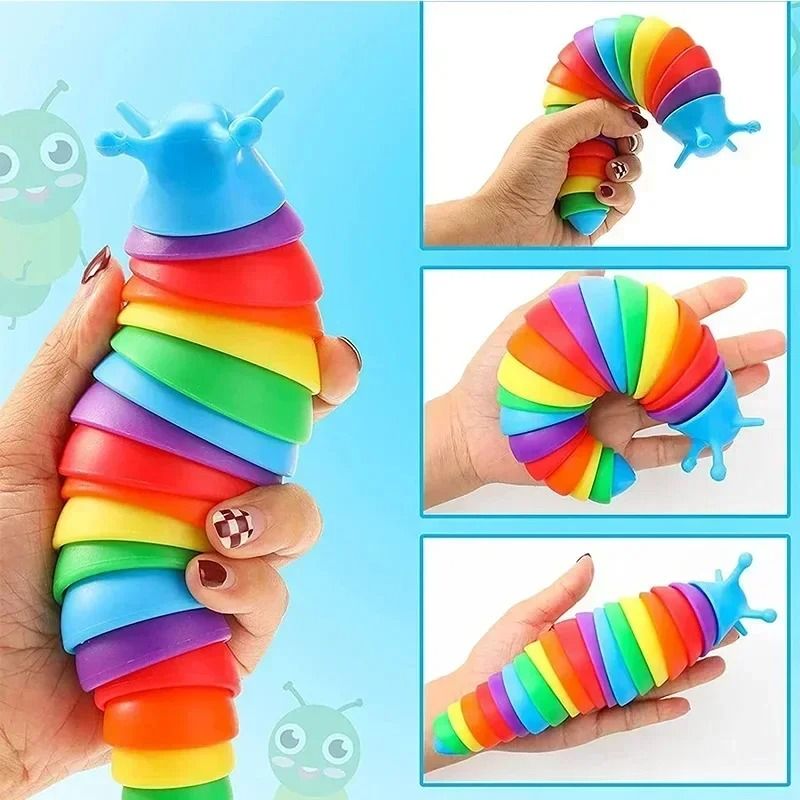 Fidget Slug Toy 3D Colorful 18cm Sensory Decompression Caterpillar