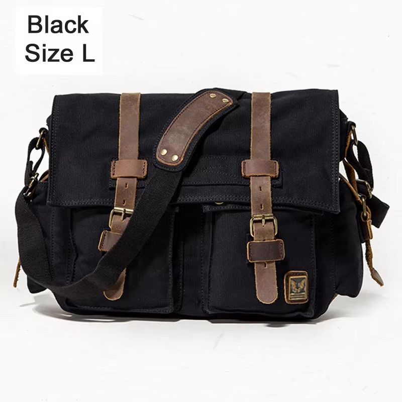 I AM LEGEND Canvas and Genuine Leather Men's Messenger Bag