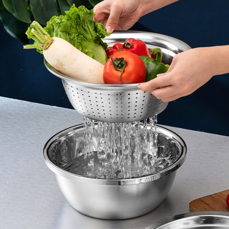 Stainless Steel Vegetable Cutter, Salad Maker, Multifunctional Basin for Kitchen Use
