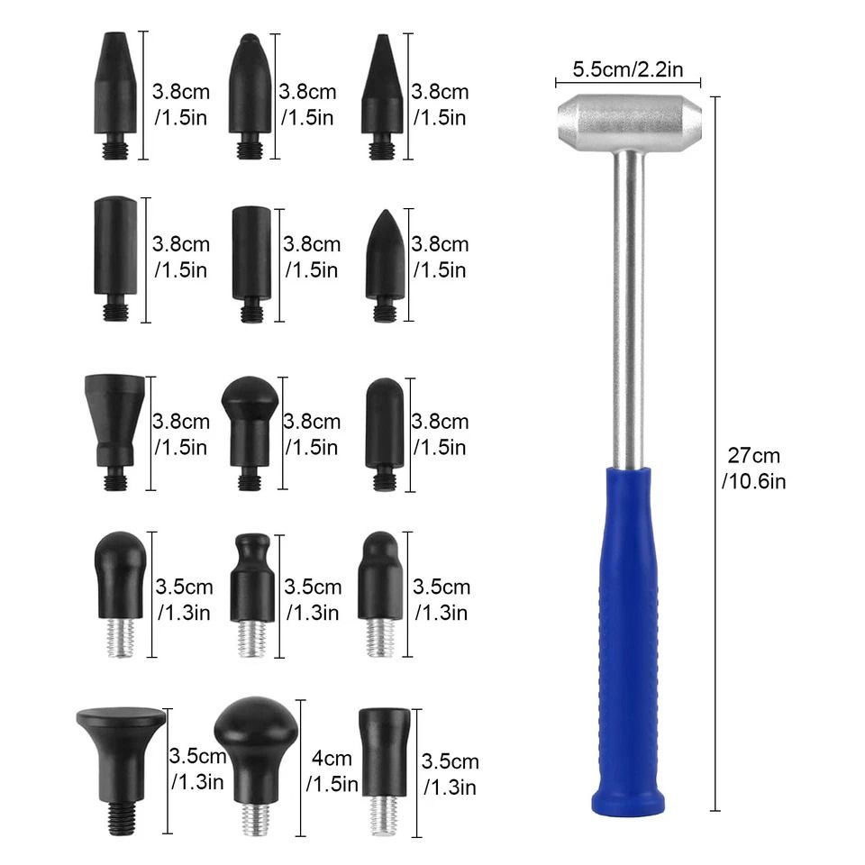 Dual Head Car Dent Repair Tool Kit, Aluminum Hammer for Auto Body DIY,Dent Repair Heads