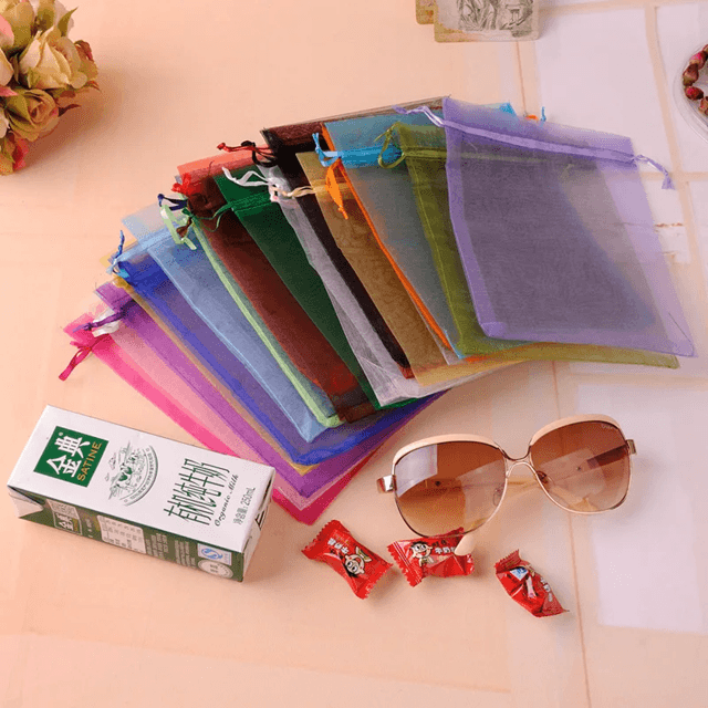 50 Piece Organza Gift Bags Sheer Jewelry and Party Favor Pouches