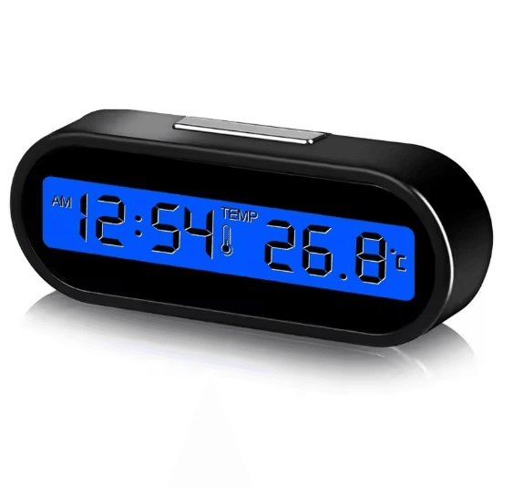 Mini Digital Car Clock with LCD Display Thermometer and Backlight
