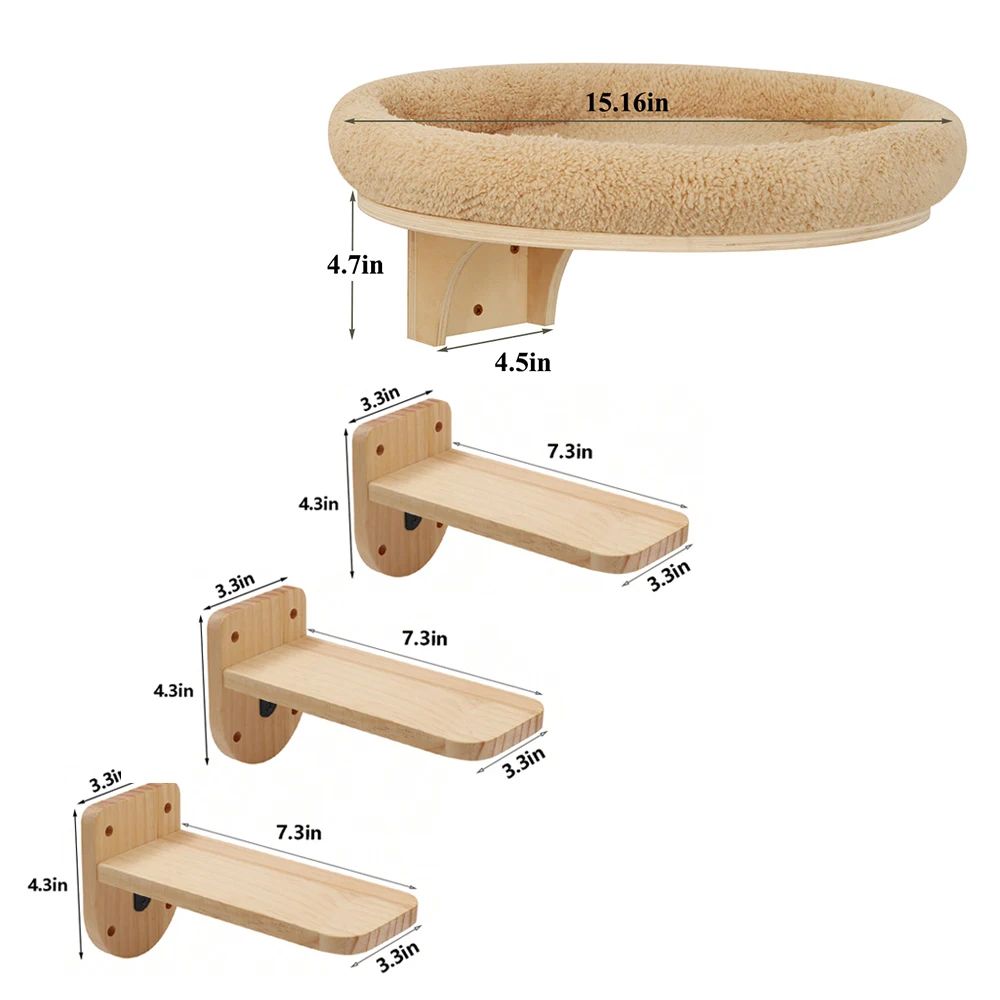 Wall Mounted Cat Climbing Ladder with Hammock