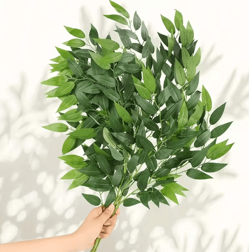 10PCS Artificial Ruscus Greenery Stems – Faux Wedding & Home Decor Leaves