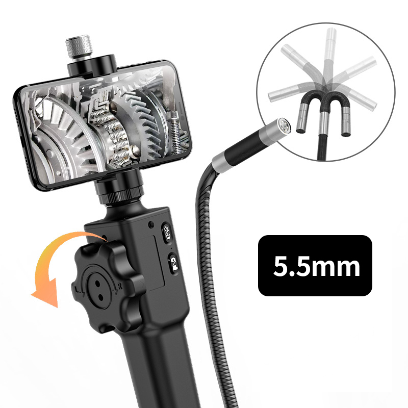 Professional Two-Way Articulating Endoscope, Steering Industrial Endoscope with Diameter Probe for iPhone & Android