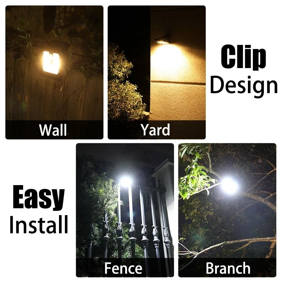 Outdoor Solar LED Clip Light with Motion Sensor for Garden and Camping