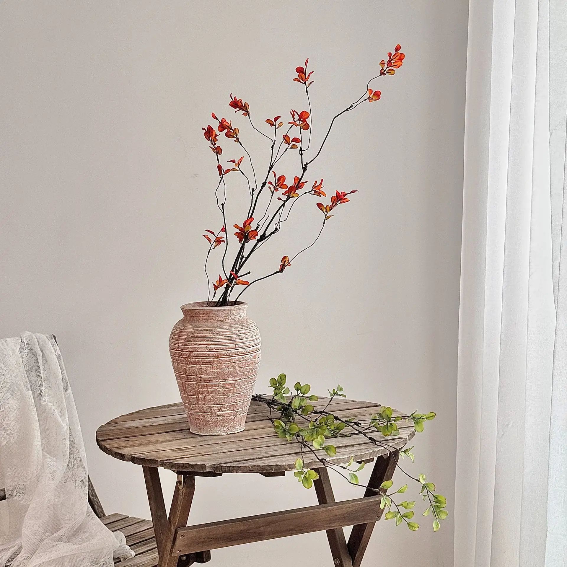 22-Inch Chinese Style Artificial Autumn Branches – Faux Fall Plant Decor for Vase & Home Display