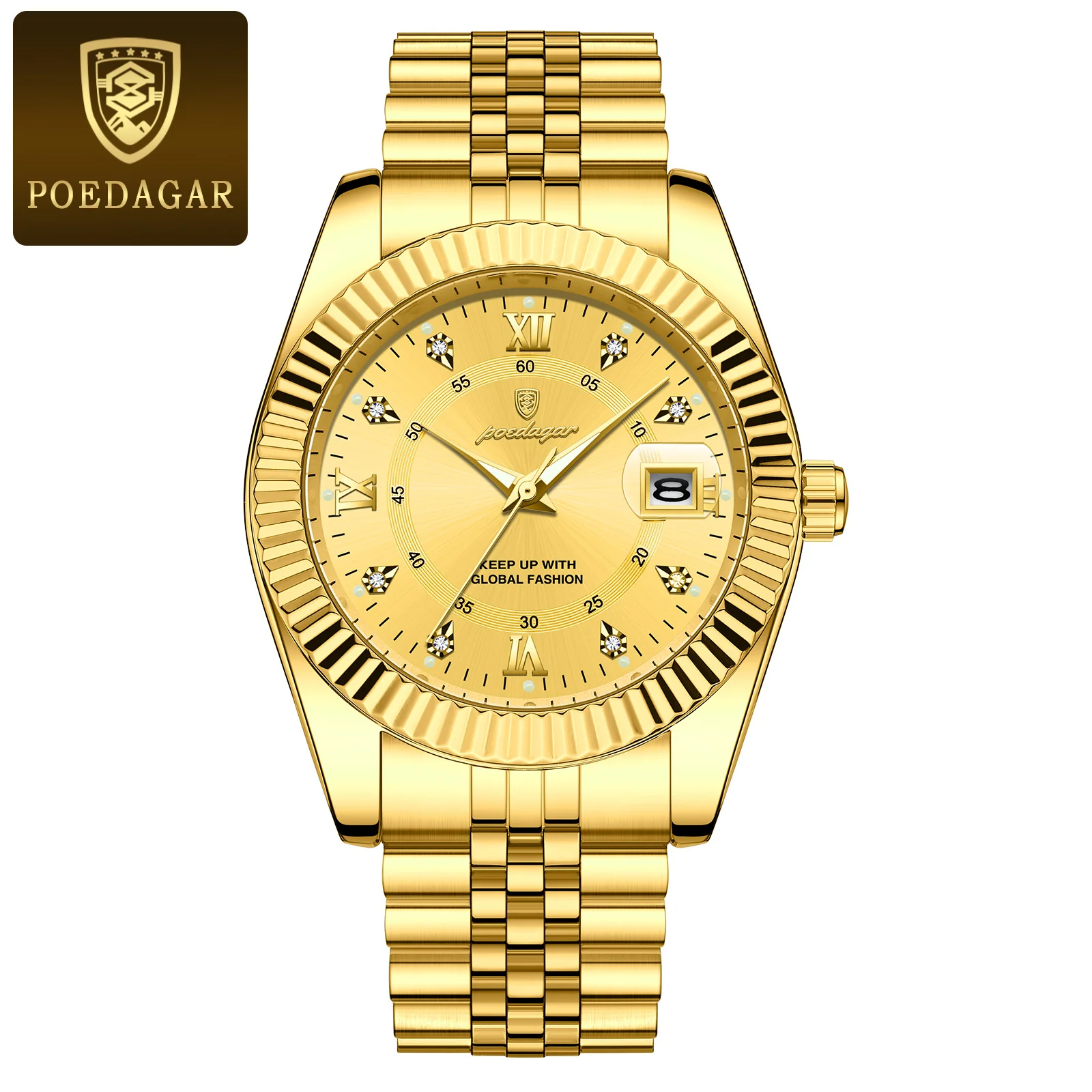Waterproof Luxury Men's Quartz Watch, Military Date Wristwatch, Stainless Steel Fashion Watch