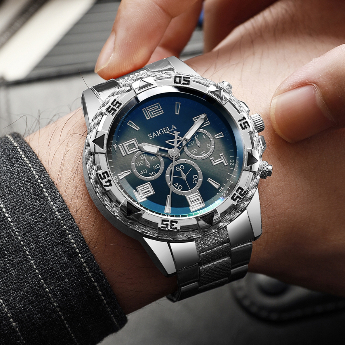 Large Dial Mens Quartz Watch Stylish Business & Casual Timepiece