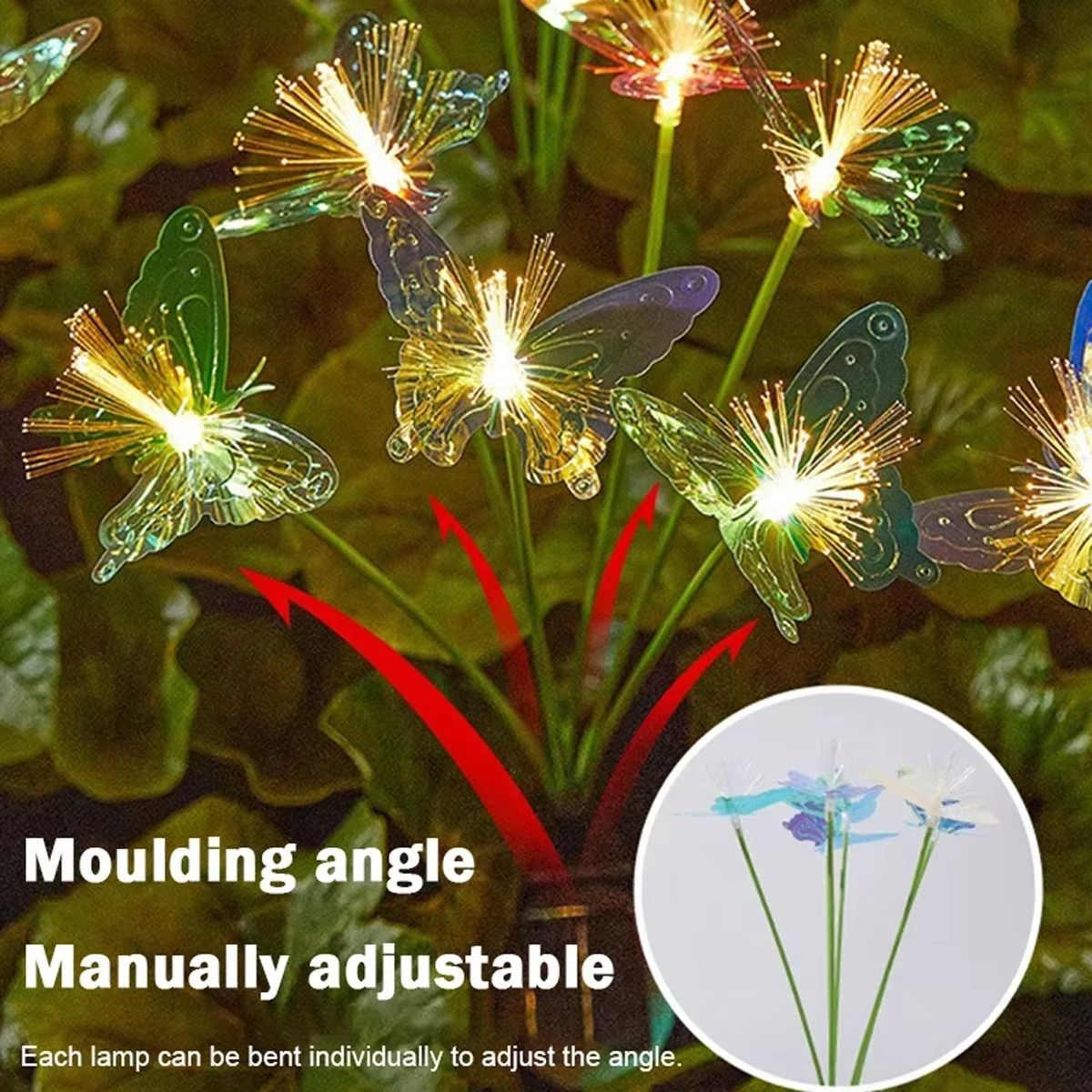 Solar Powered Butterfly Fiber Optic Garden Light with 6 Heads