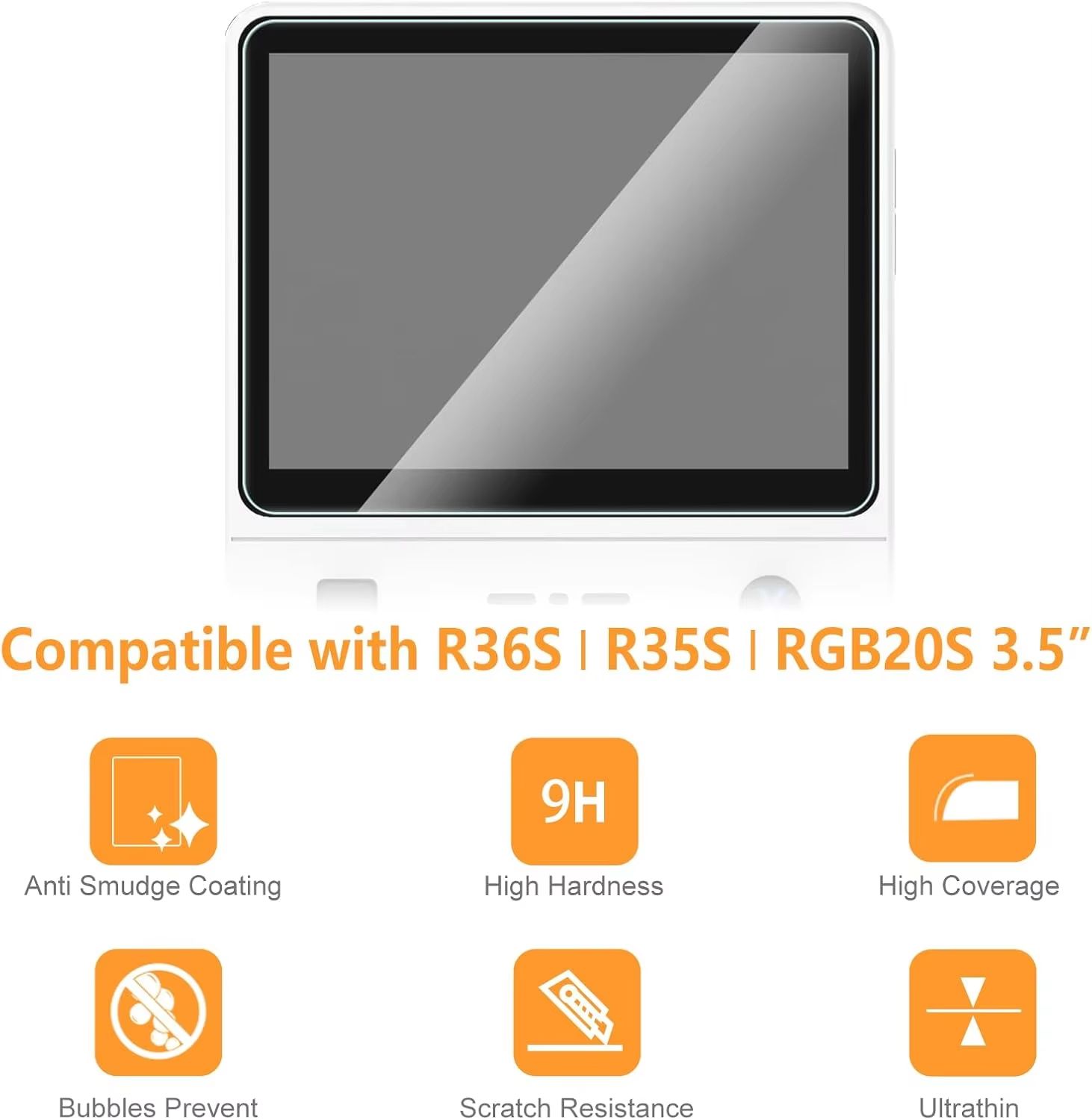 3-in-1 Carrying Storage Case with Tempered Glass Screen Protectors for R36S Game Console