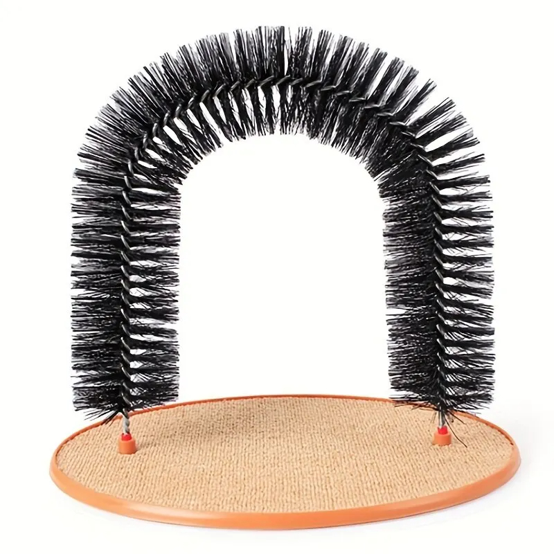 Interactive Cat Toy Arch with Self Grooming Brush Scratching Pad for Cats