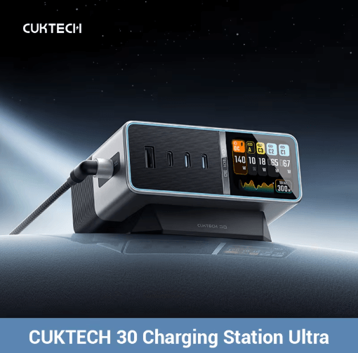 CUKTECH 30 Ultra 300W GaN Desktop Charging Station with Smart IPS Display
