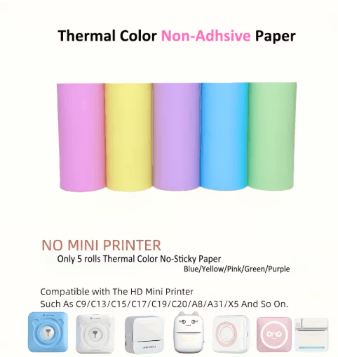 Kids Instant Camera Thermal Paper Refill Rolls, BPA-Free 57by25mm (White, Non-Adhesive)