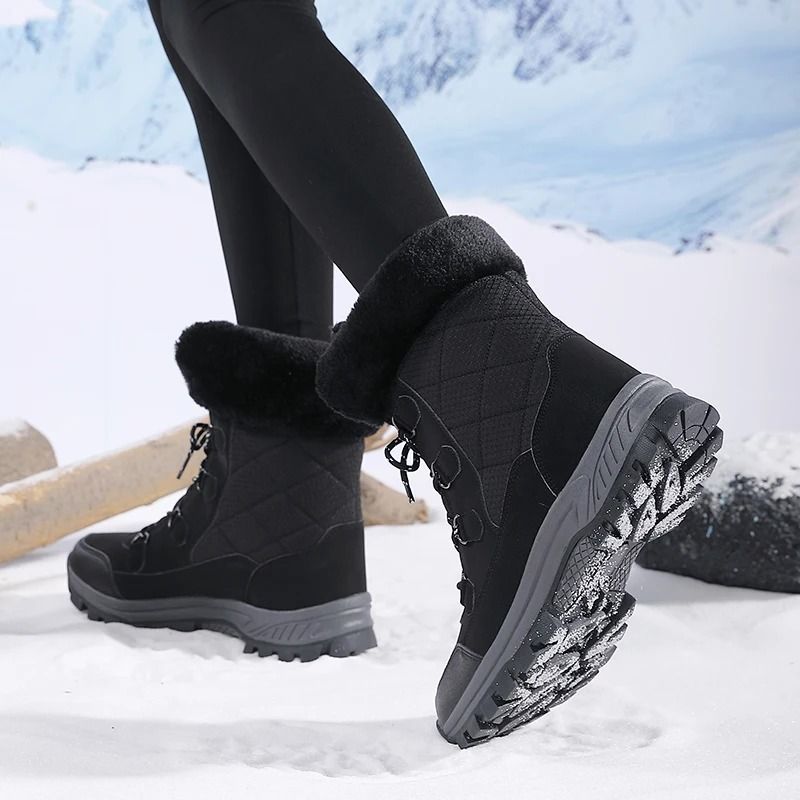 Womens Winter Snow Boots Warm Velvet Lined Non Slip Wide Toe Footwear