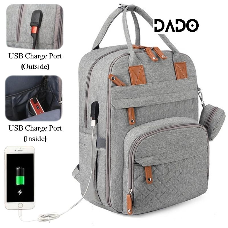 Diaper Bag Backpack Baby Essentials Travel Tote, Multifunction Waterproof with Changing Station Pad & Stroller Straps