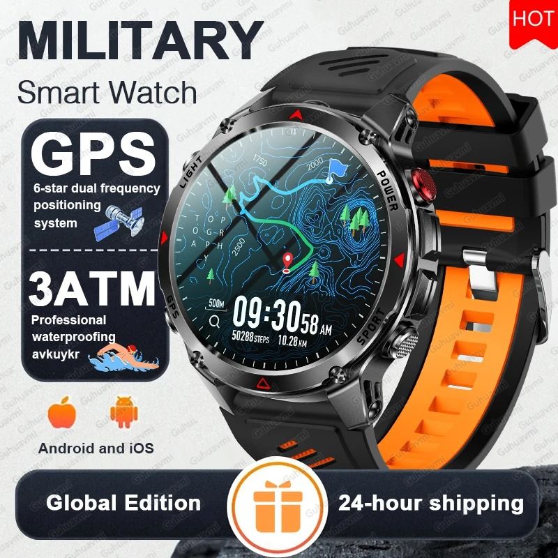 2025 GPS Map Navigation Smartwatch | AMOLED HD Display & Compass | Executive 3ATM Waterproof NFC Bluetooth Call System