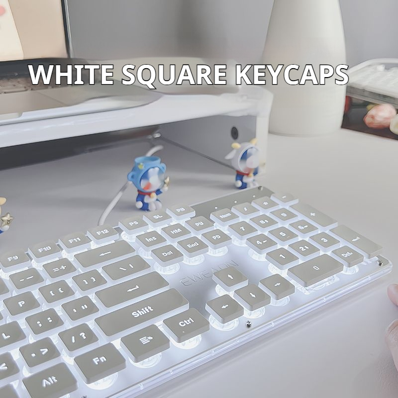 Silent Office Keyboard, Wired with Water Drop Keycaps, All-Metal Panel for Gaming and Office Use