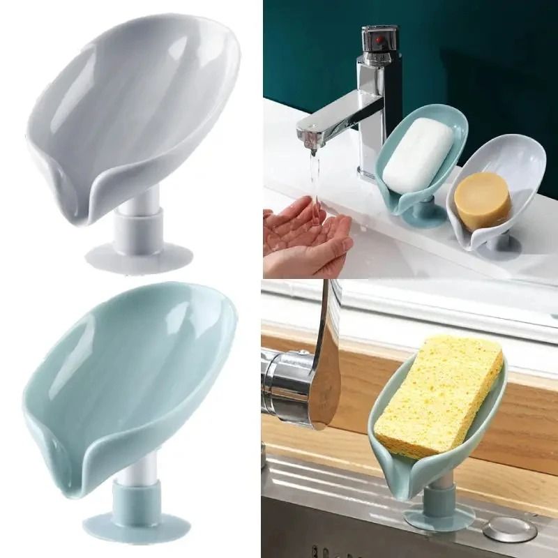 Leaf Shape Soap Holder with Suction Cup Sponge Dish Rack