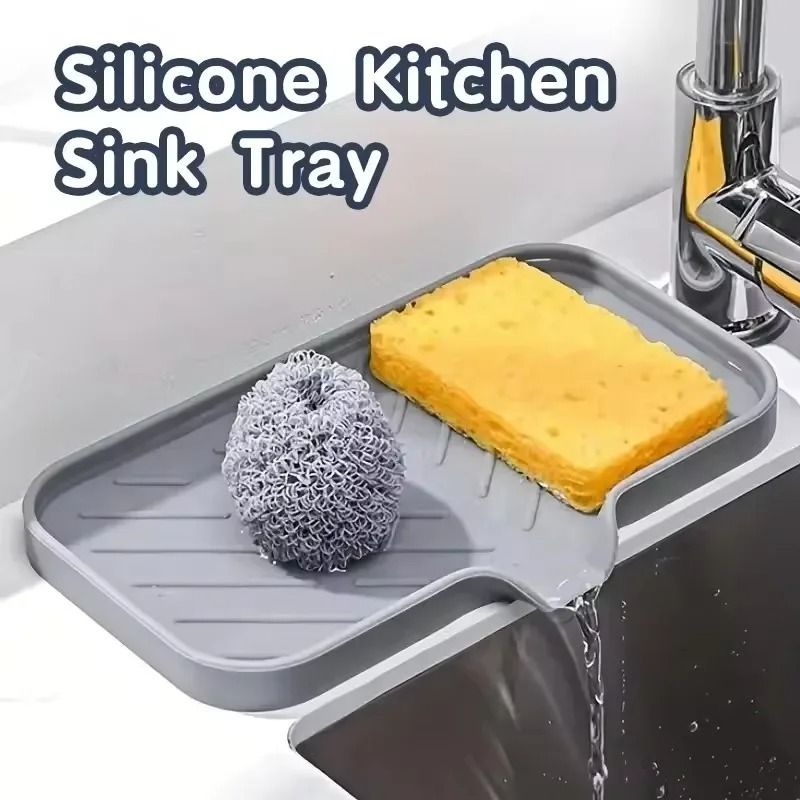 Silicone Faucet Splash Guard & Sink Drain Mat – Dual-Action Countertop Organizer