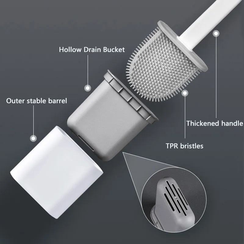 Silicone Wall-Mounted Toilet Brush Set
