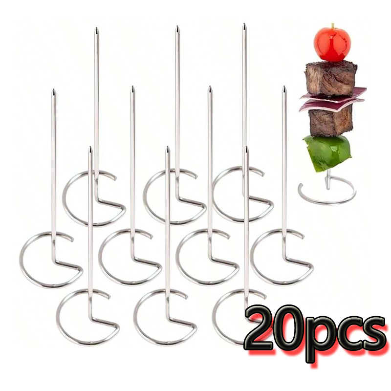 Reusable Stainless Steel Kabob Skewers BBQ Stick Grilling Kebab Tool