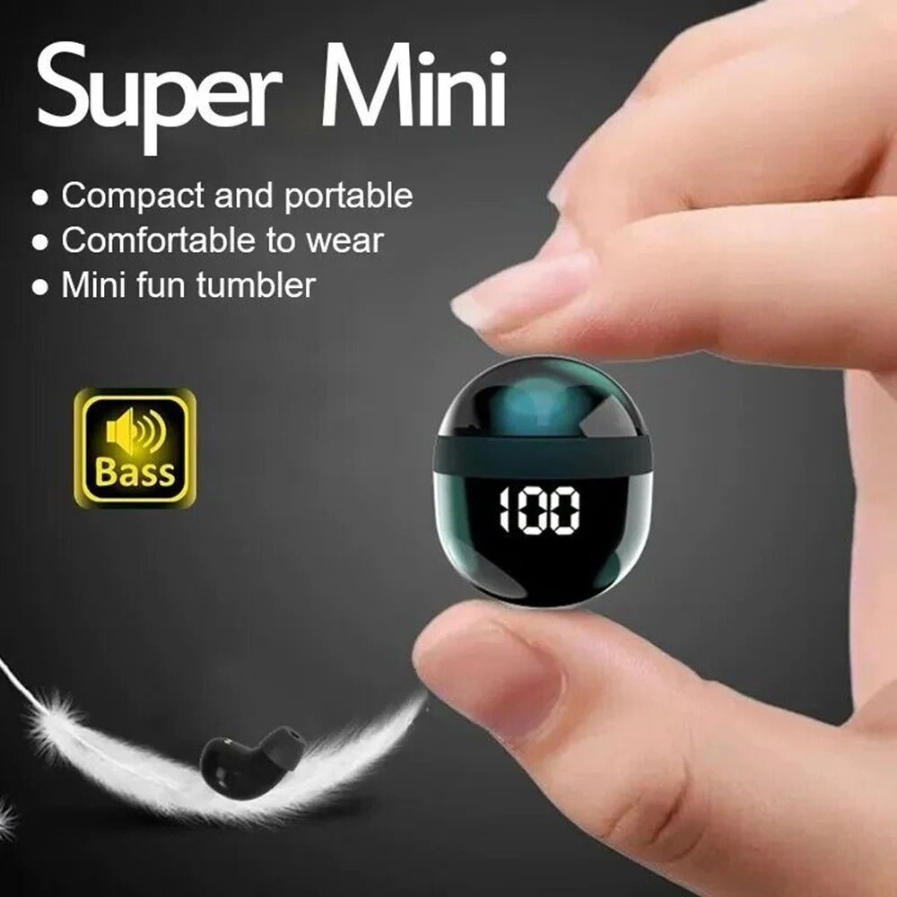 Mini Invisible Bluetooth Headphones with Microphone and Noise Cancellation
