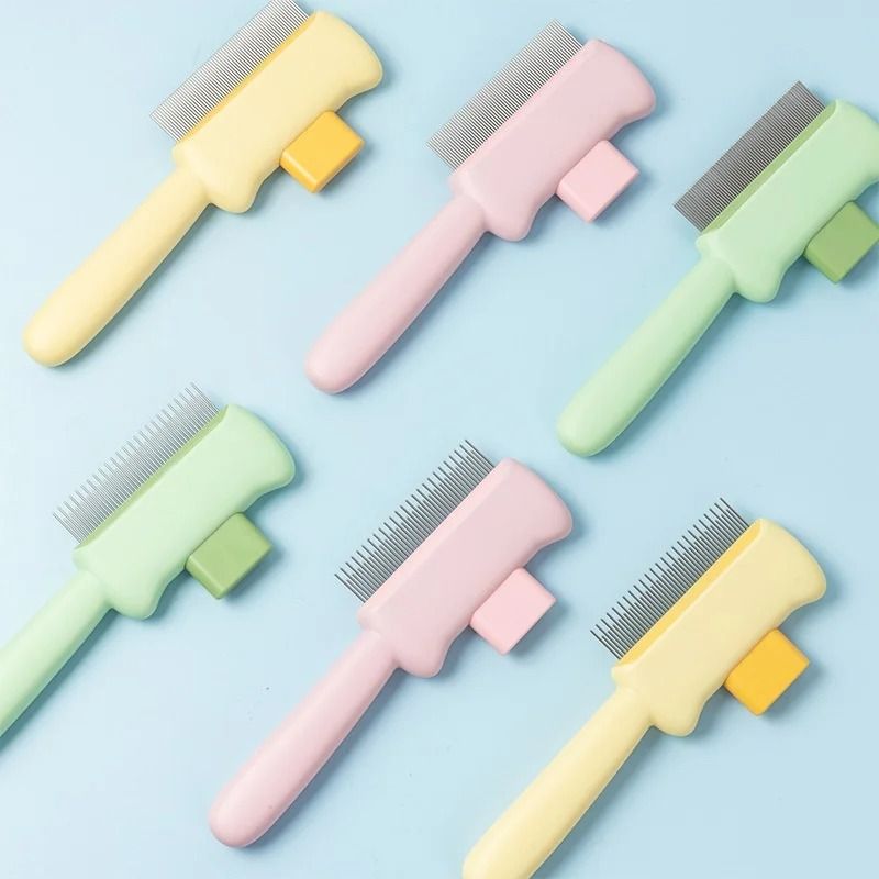 Pet Comb Detangling Brush with Self Cleaning Design for Cats and Dogs