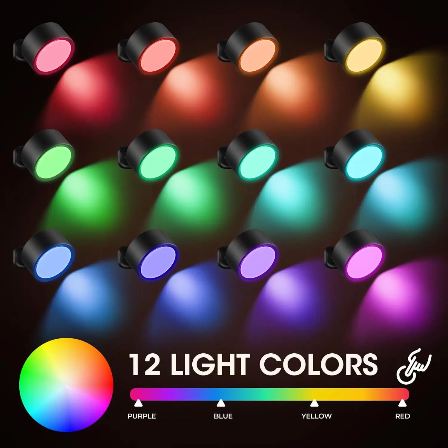 Rechargeable RGB LED Wall Lamp with Remote, Touch Control & Magnetic 360° Rotation Night Light