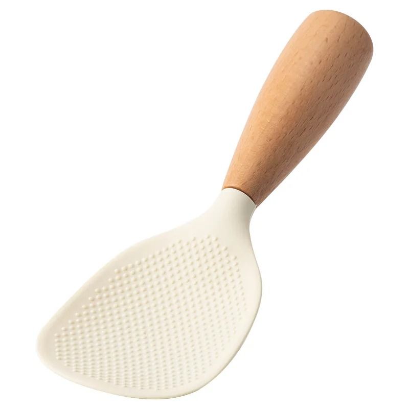 Silicone Cooking Spoon with Wooden Handle Nonstick Heat Resistant Kitchen Tool