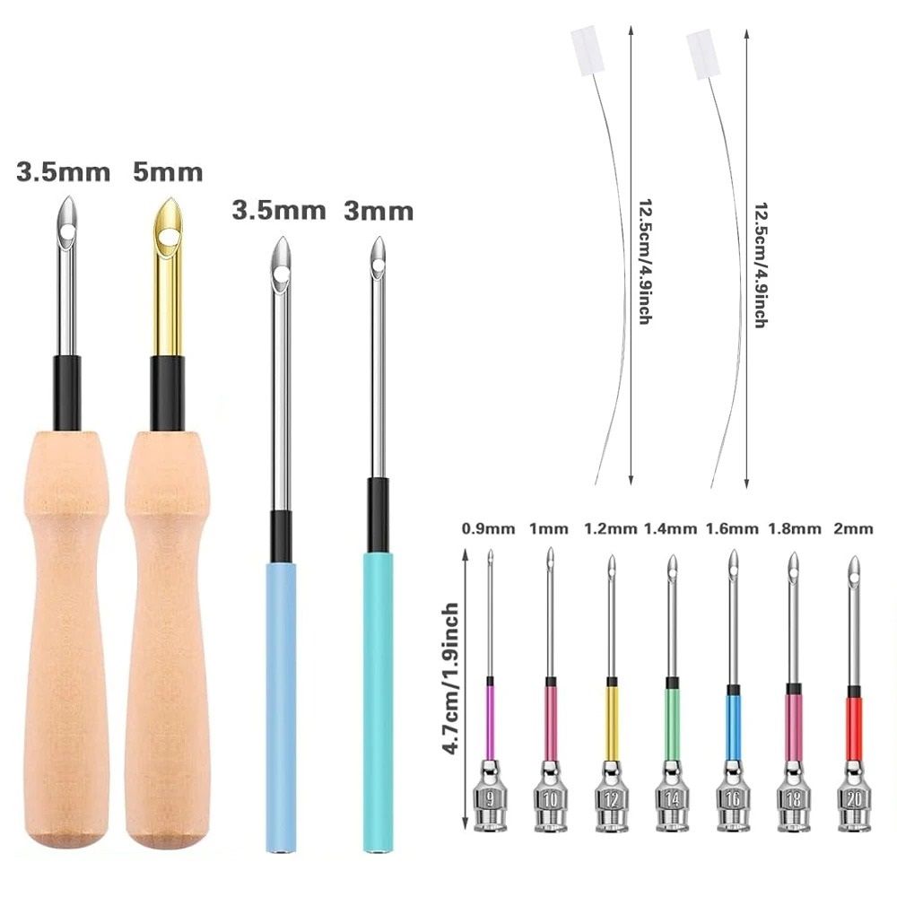 14-Piece Wooden Punch Needle Embroidery Kit Adjustable Set