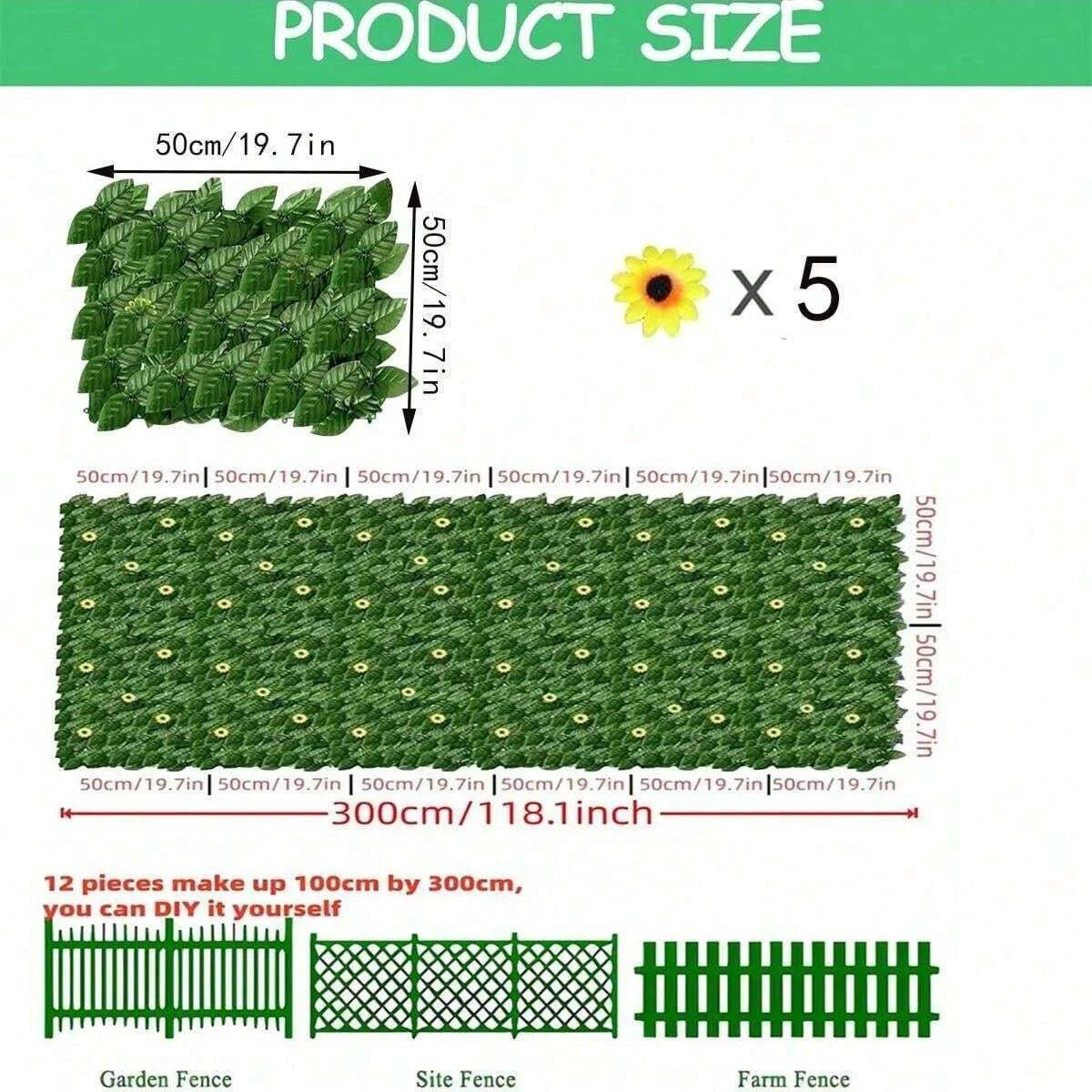 Artificial Ivy Fence with Sunflower Privacy Screen