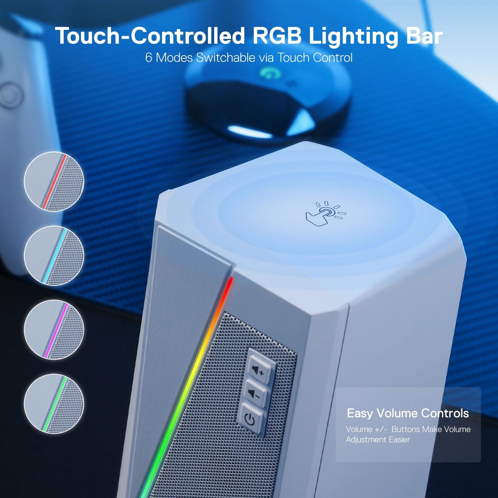 Redragon GS520 RGB Desktop Stereo Speakers with LED Lighting and Enhanced Sound