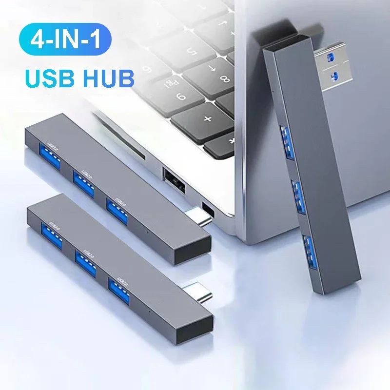 USB-C Hub 4-Port USB 3.0 Adapter for MacBook, Laptop & Tablet