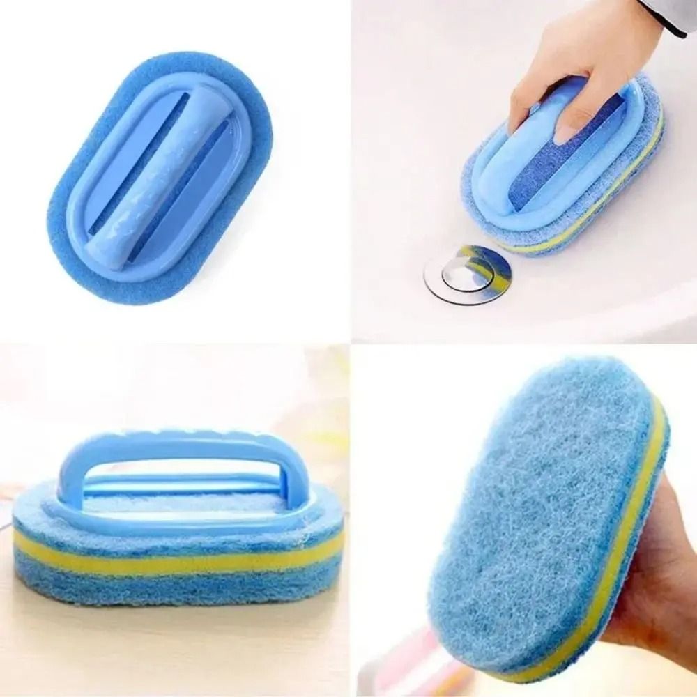 Thickened Cleaning Brush with Handle Kitchen and Bathroom Sponge Scrubber