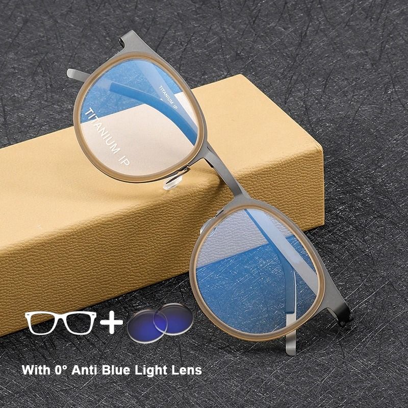 Pure Titanium Eyewear Frame Men Blue Light Blocking Screwless Design