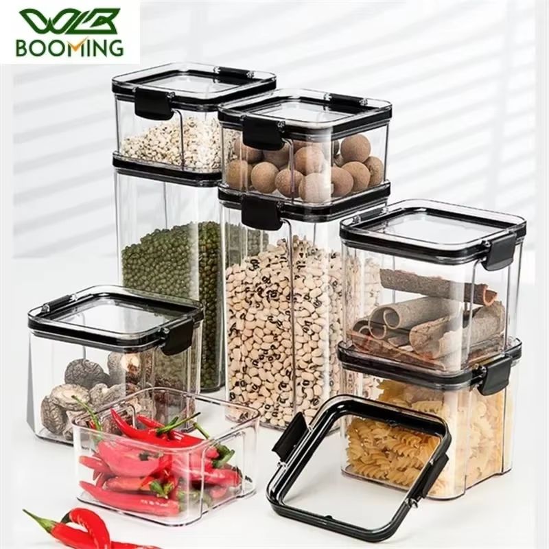 WBBOOMING Airtight Plastic Sealed Canisters Set with Four Capacity Options for Kitchen Food Storage