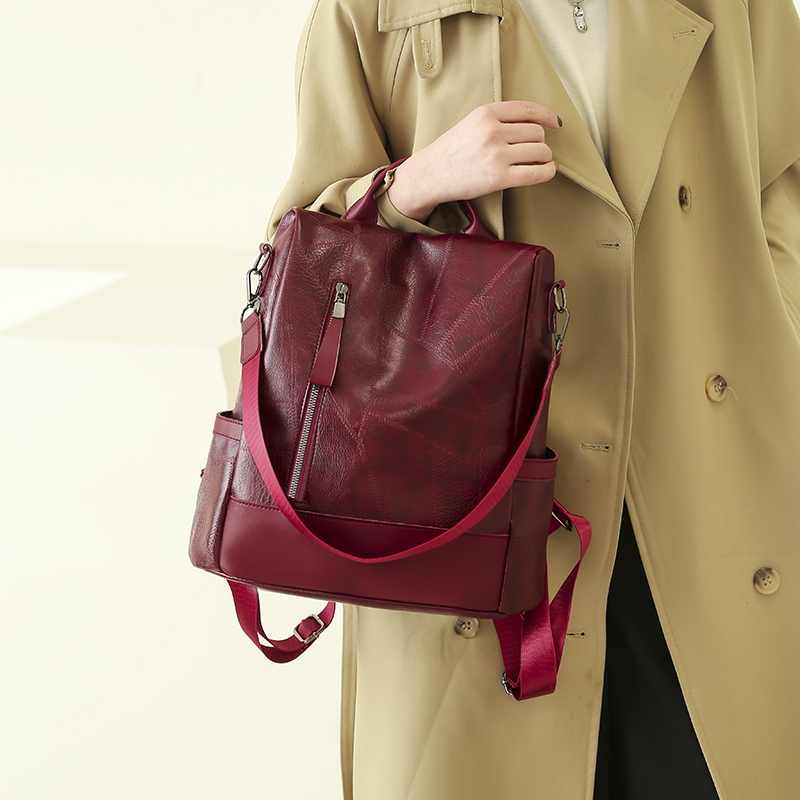 Elegant Anti Theft Backpack Women PU Leather Travel Purse Bag