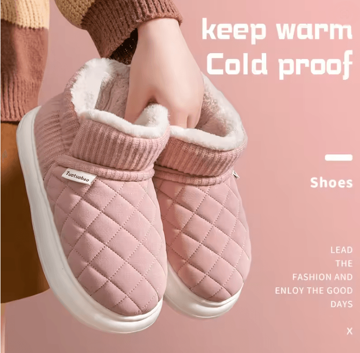 ThermaStep Thick Soled Anti Slip Winter Cotton Slippers with Fleece Lining