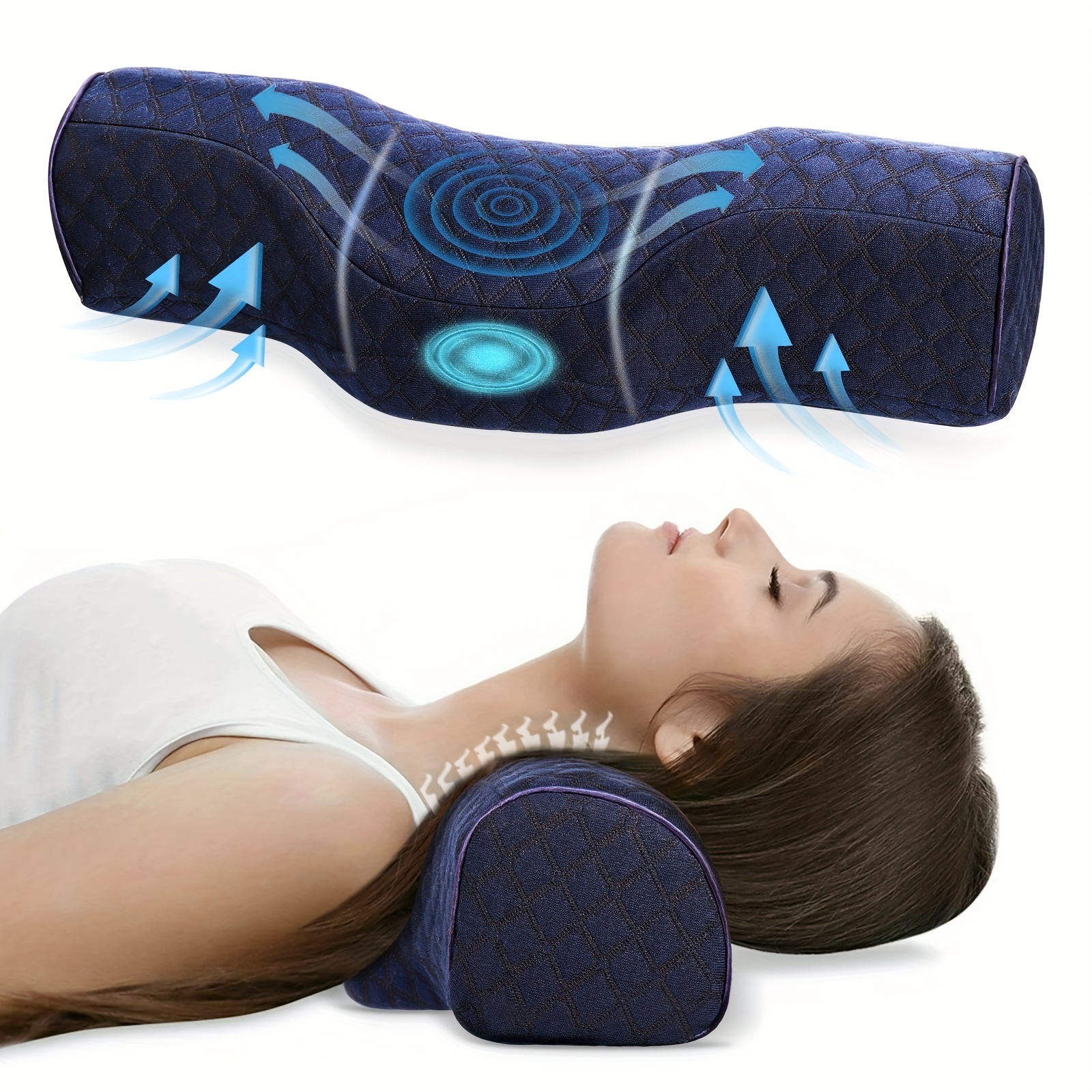 Orthopedic Neck Pillow for Superior Cervical Support Soft Memory Foam Breathable & Washable
