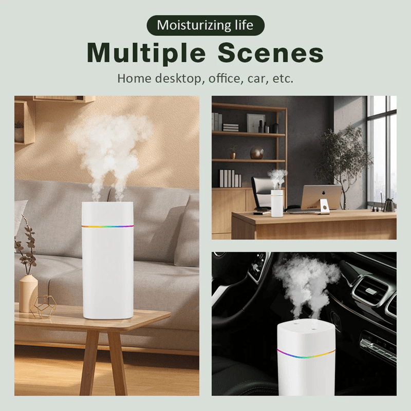 GlowMist 600ML USB Cool Mist Humidifier & Essential Oil Diffuser with Night Light