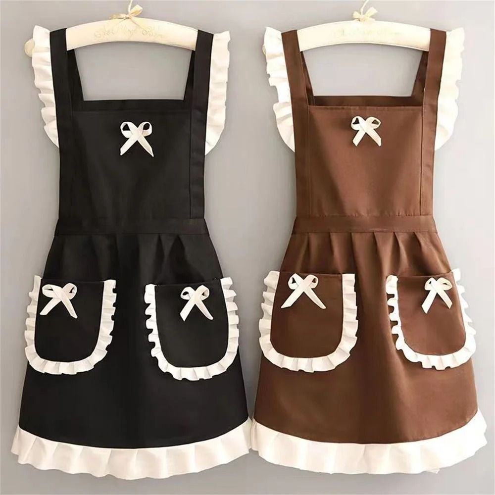 Floral Lace Cooking Apron for Women – Adjustable Sleeveless Chef's Kitchen Apron with Pocket