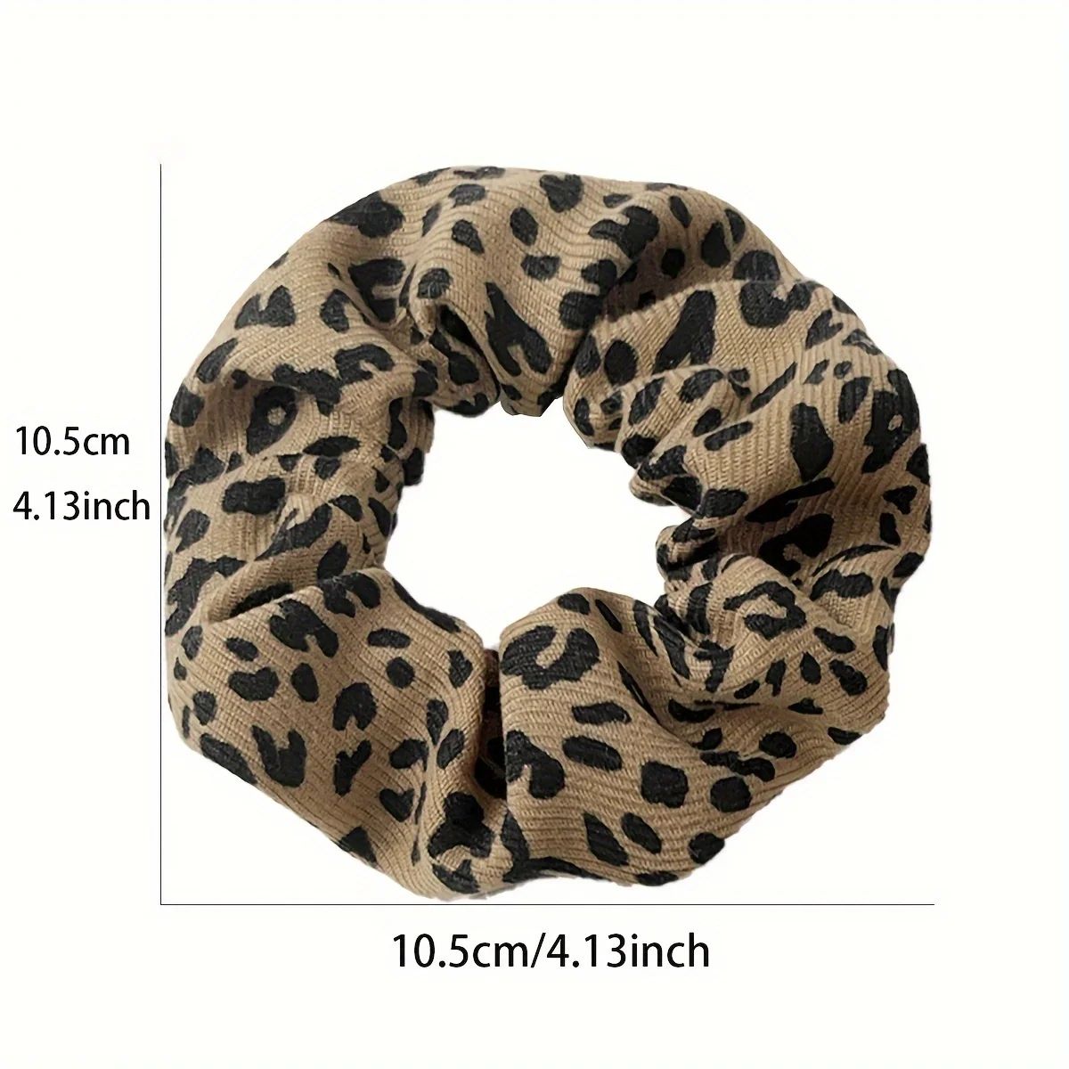 Leopard Fabric Scrunchies Set – Soft Elastic Hair Ties & Ponytail Holders (5 pcs)