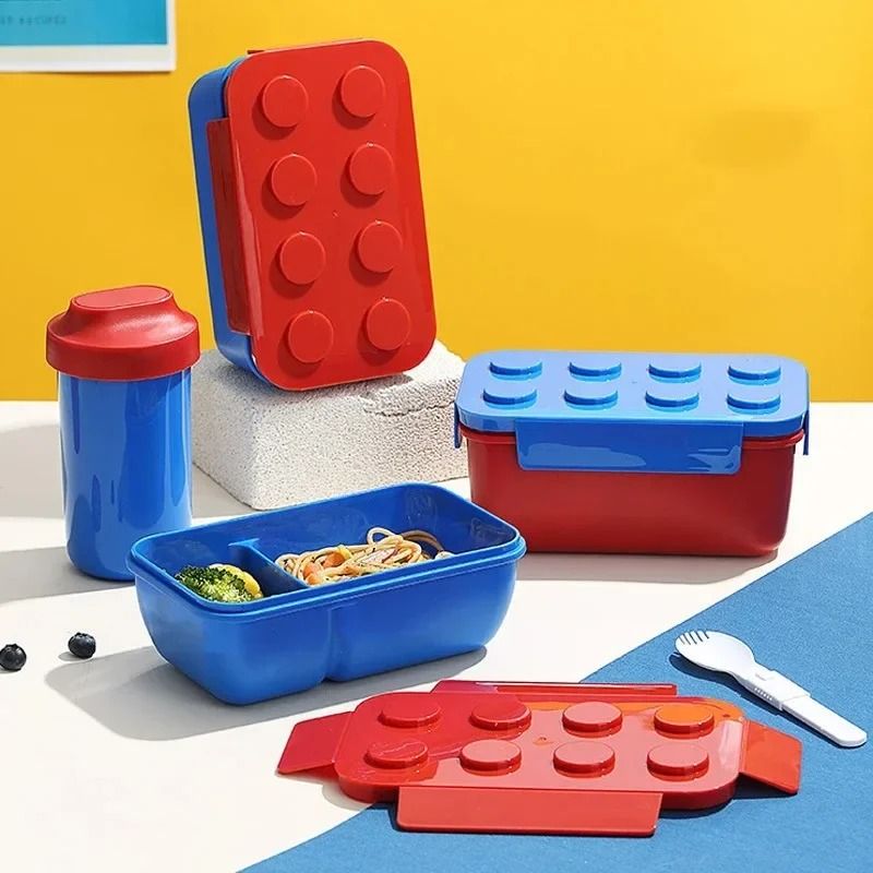 Creative Building Block Lunch Box Bento Container For Kids And Students