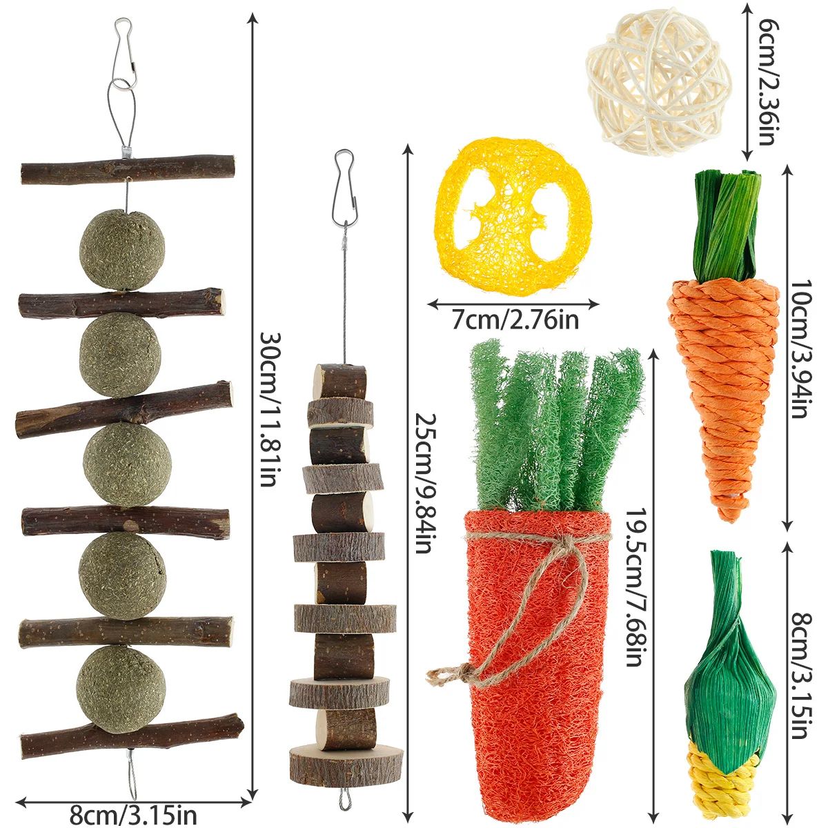 Natural Wooden Small Pet Chew Toy Set